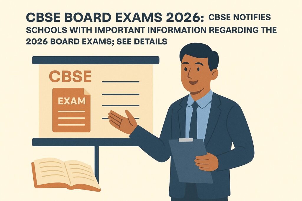 CBSE Board Exams 2026 : CBSE Notifies Schools with Important Information Regarding the 2026 Board Exams; See Details