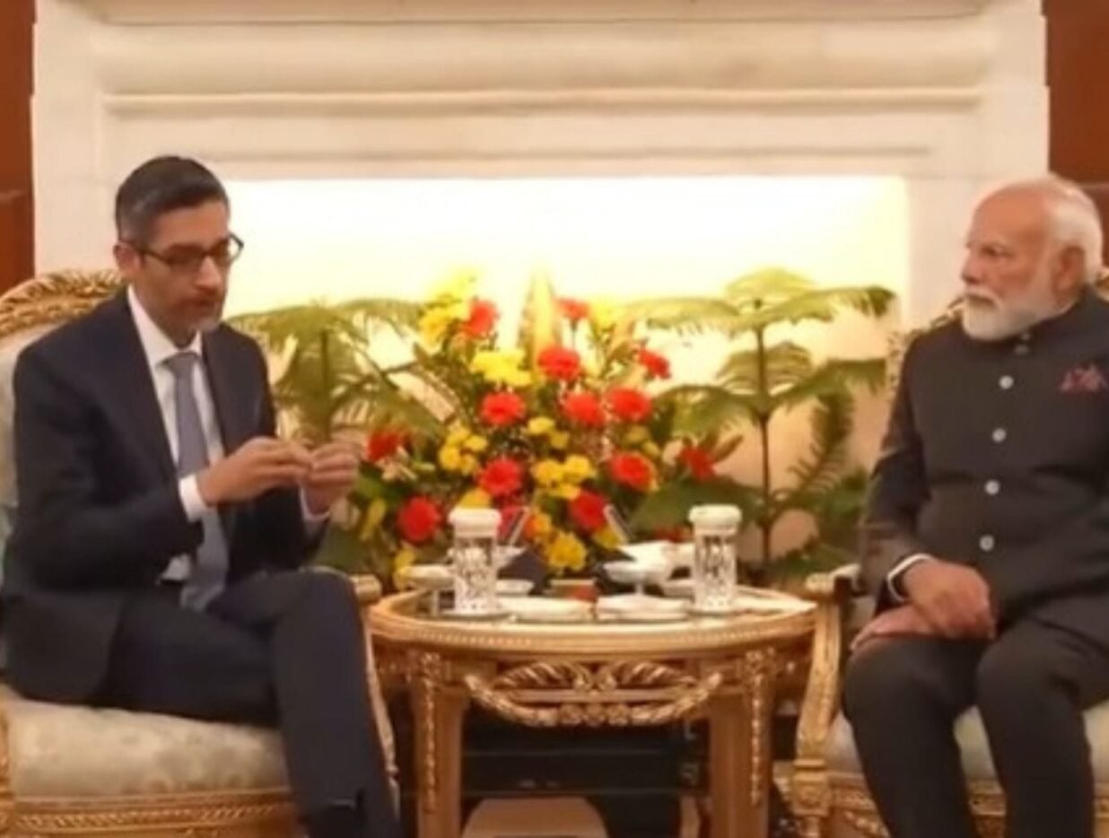 Google CEO Sundar Pichai Meets best Prime Minister Modi at Delhi AI Summit