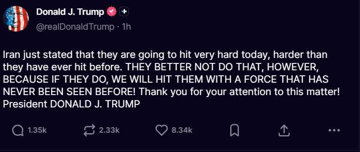 Trump Warns Iran of Force ‘Never Seen Before’ Amid Threats of Retaliation