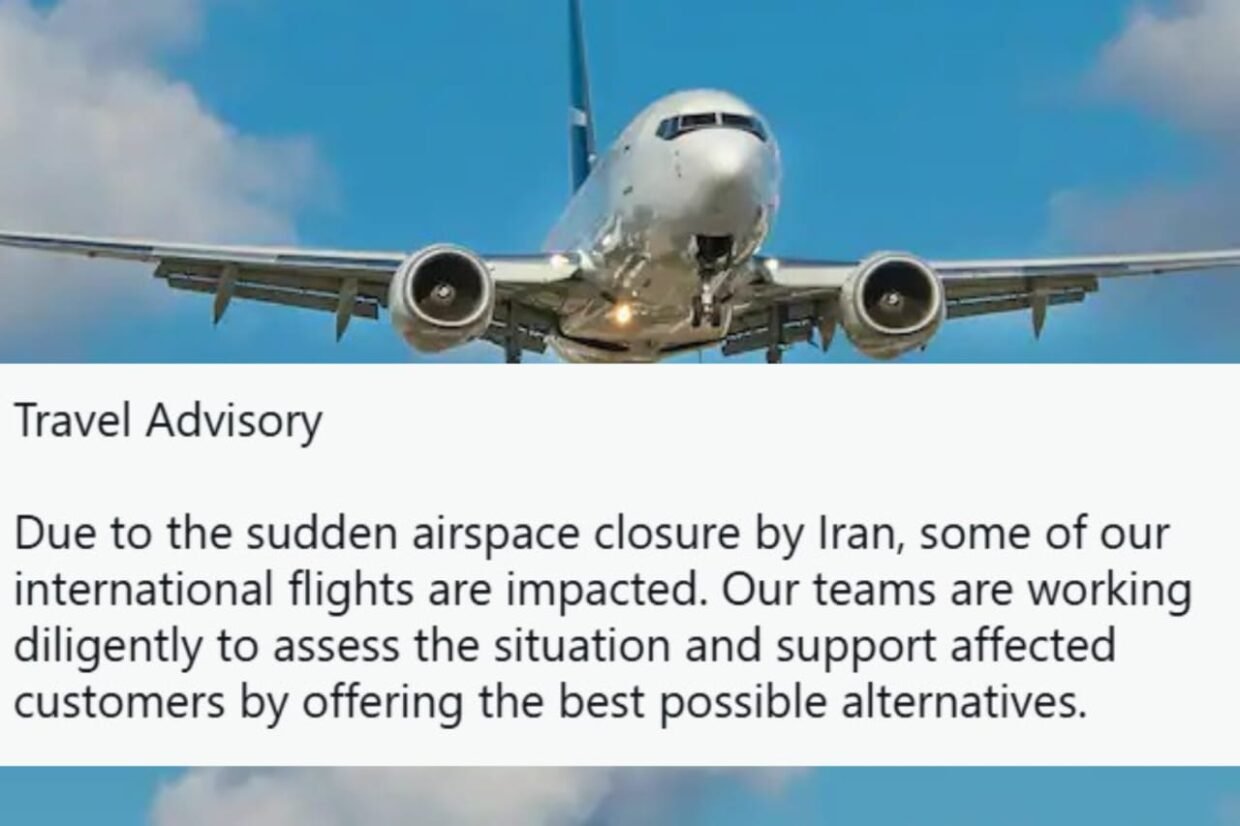 Iran Airspace Closure Prompts Advisory From Indian Airlines Amid US-Iran Strain