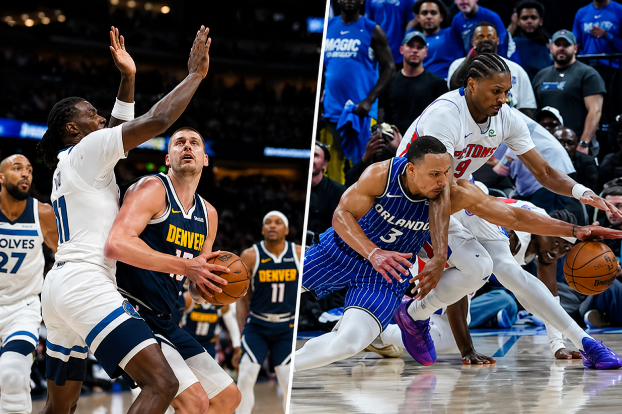 NBA Playoffs Update: Nuggets Stay in Fight Behind Jokic, Magic Near Upset Over Pistons