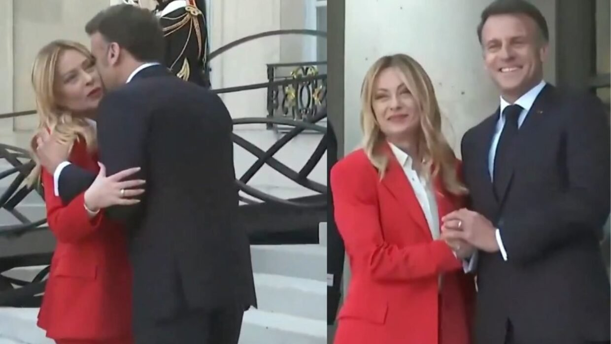 Macron Meloni Awkward Hug Leaves Viewers Surprised in Viral Clip