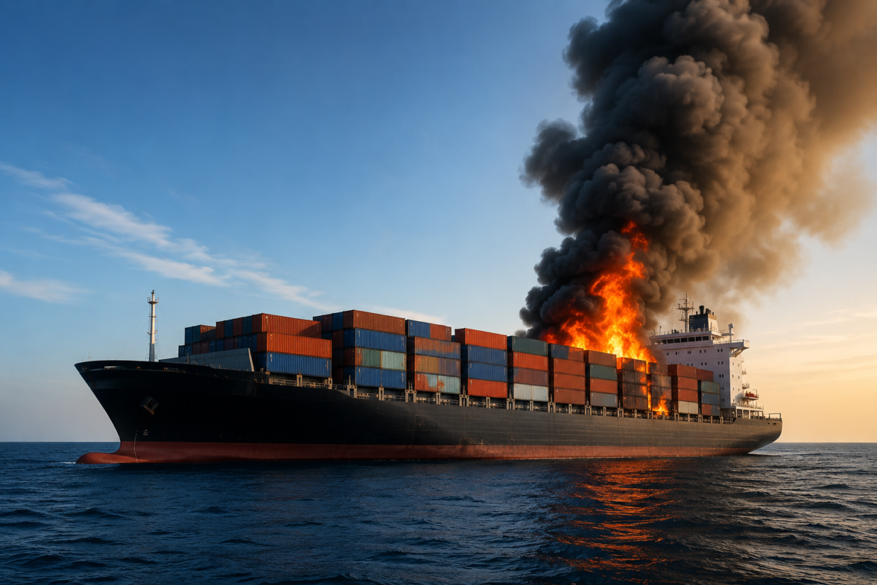 Oman Container Ship Fire Forces Crew to Abandon Vessel, UKMTO Investigates