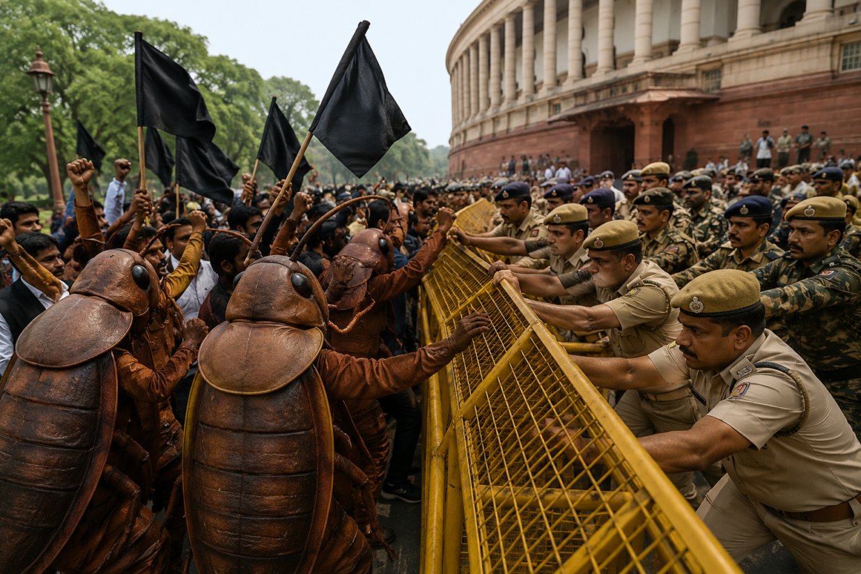 Cockroach Janta Party Protest: BJP Defends Delhi Police Action as Parliament March Stopped