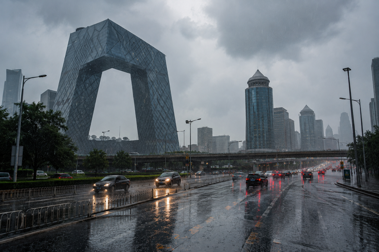 Beijing Hit by Torrential Rain as Typhoon Dolphin Weakens Inland