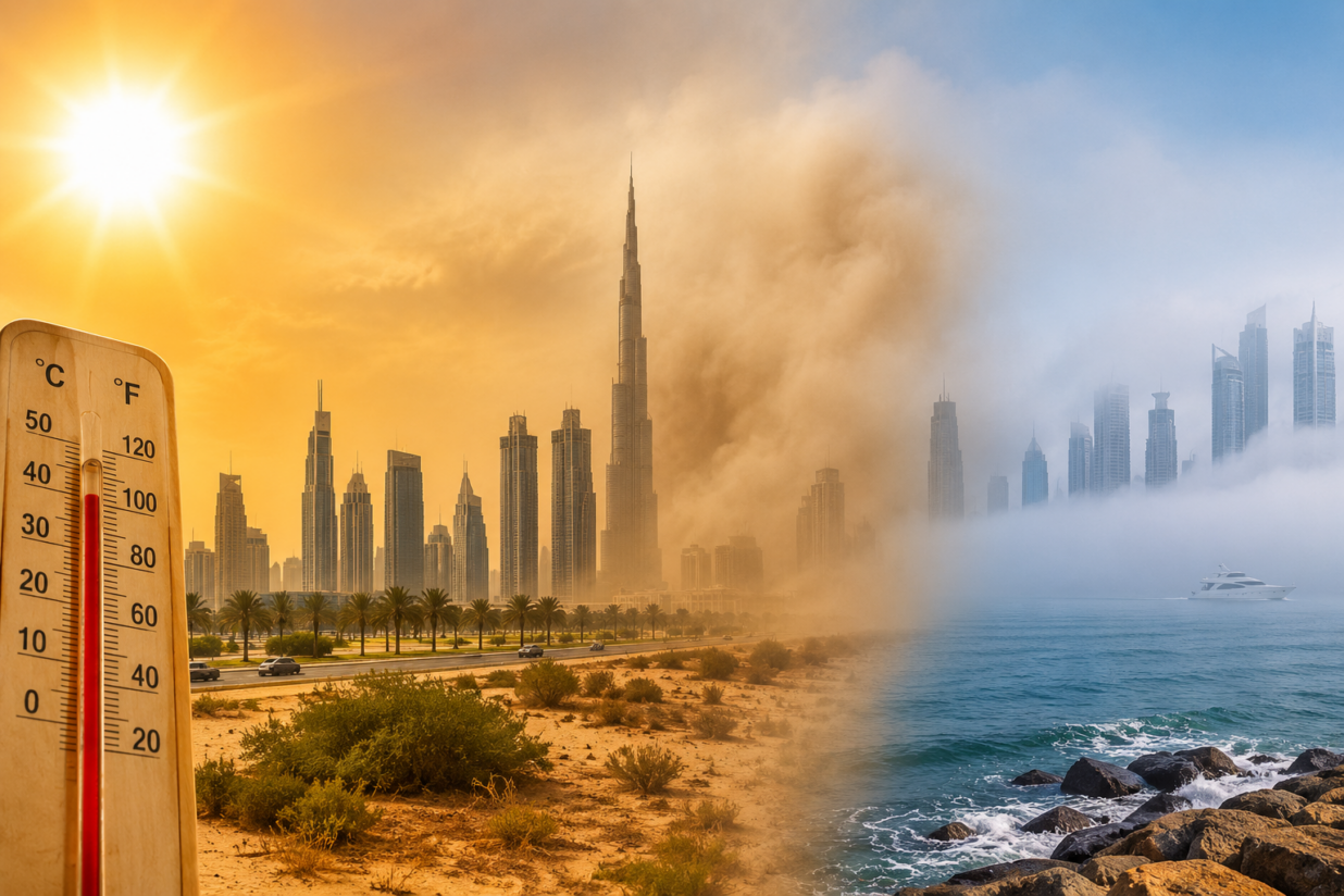 UAE Weather Forecast: Temperatures to Reach 44°C as Dusty Winds and Fog Expected Next Week
